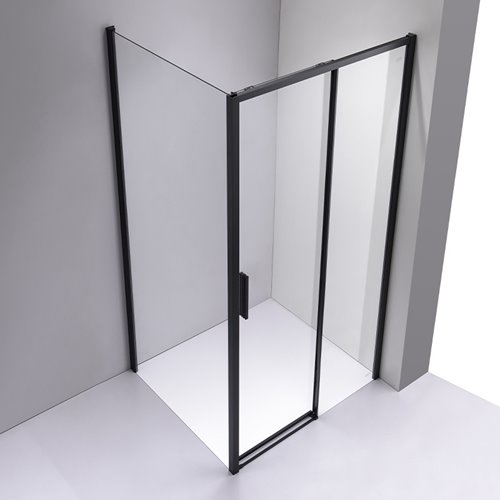 Czarna prostokątna kabina prysznicowa Super Slim Nova 90x80 drzwi rozsuwane