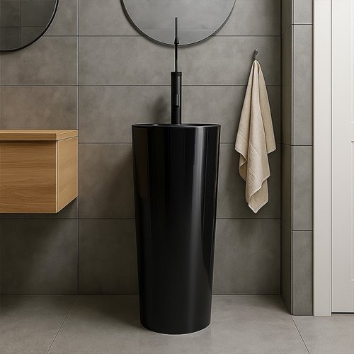 Umywalka wolnostojąca ceramiczna owalna czarny połysk 85x40 cm LINO-BL-400