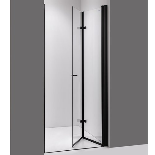 Drzwi prysznicowe łamane do wnęki 80 cm czarny profil SH01A