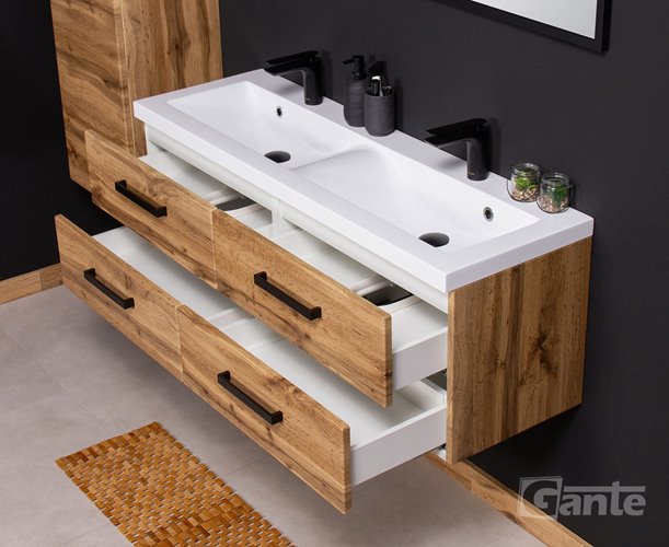 Szafka wisząca z umywalką 120 cm kolor dąb naturalny 39/4 seria Fokus Loft Gante