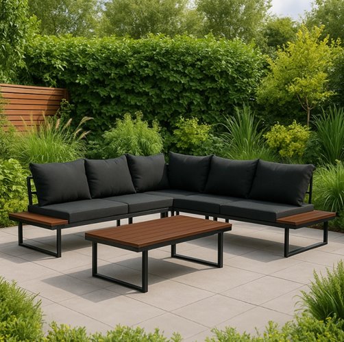 Zestaw mebli ogrodowych metalowych stół i narożnik Toba zdjęcie 3