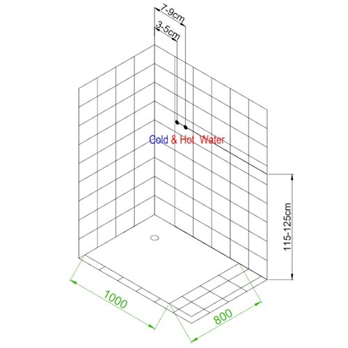 Kabina prysznicowa zabudowana prostokątna profil szczotkowany 100x80 Alma Prawa