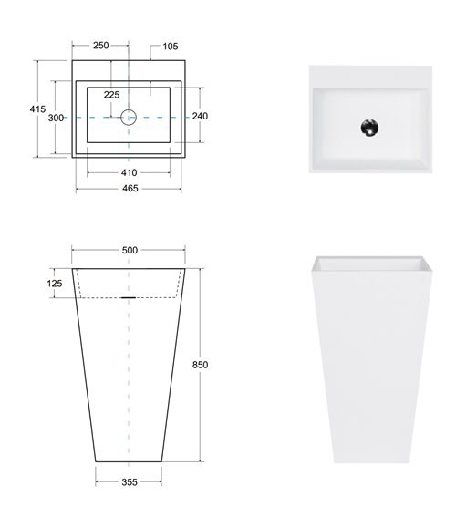 Umywalka wolnostojąca biały połysk Vera Besco UMD-V-WO