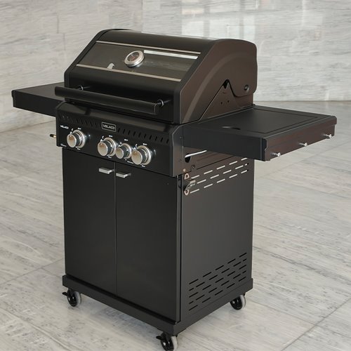 Grill gazowy ZEUS-B kolor czarny ruszt żeliwny moc 11,5 kW + pokrowiec + palnik boczny