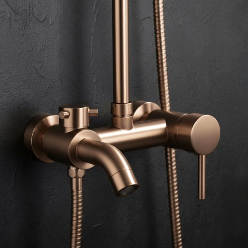 Miedź szczotkowana zestaw prysznicowy z wylewką Luis Rea