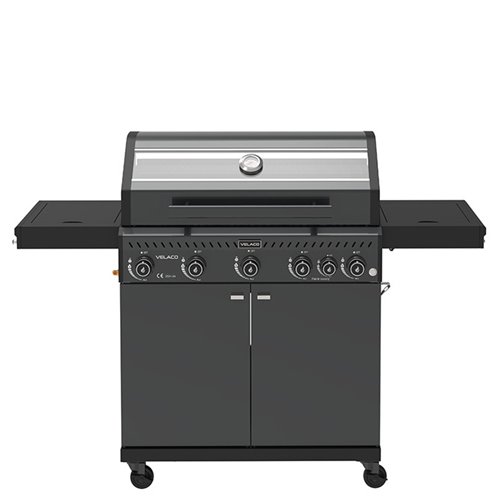 Grill gazowy ZEUS-D kolor czarny ruszt żeliwny moc 17,5 kW + pokrowiec + palnik boczny + LED