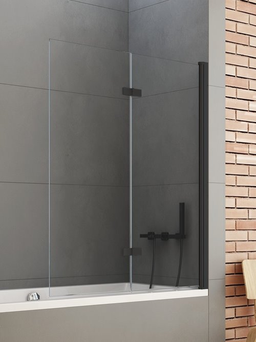 Czarny parawan wannowy 100x140 cm prawy P-0042 New Soleo Black New Trendy