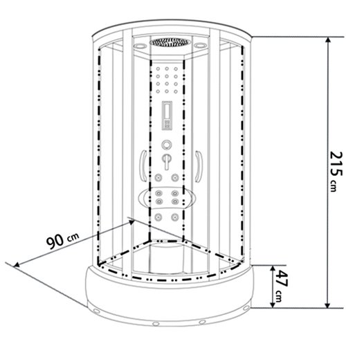 Kabina prysznicowa z hydromasażem głęboki brodzik czarne ściany 90x90 WSH7101-90