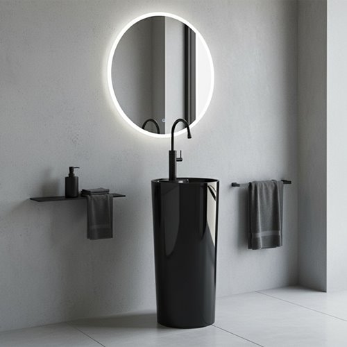 Umywalka wolnostojąca ceramiczna owalna czarny połysk 85x40 cm LINO-BL-400