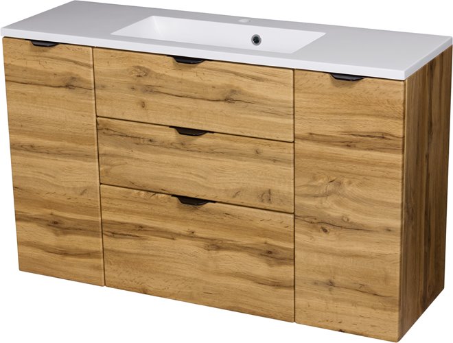 Szafka łazienkowa wisząca z umywalką dąb naturalny 120 cm Victa Gante