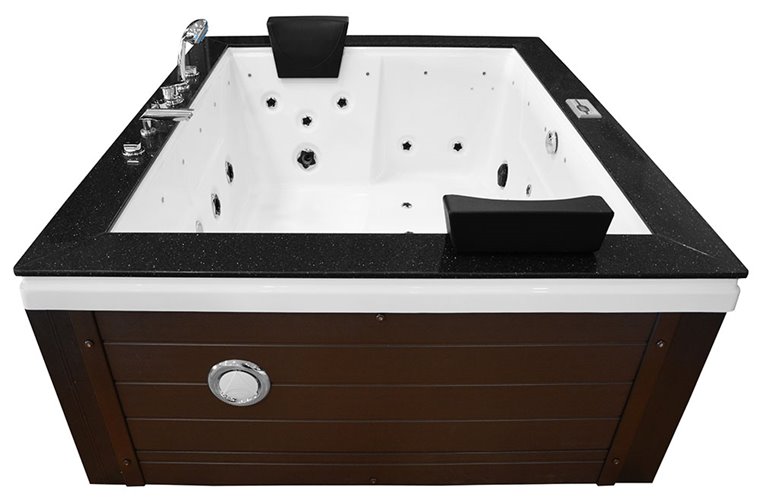 Brązowa prostokątna wanna z hydromasażem 180x150 cm MUS-1089B