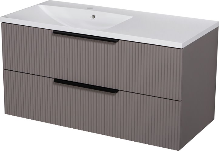 Szafka łazienkowa frezowana wisząca z umywalką 100 cm 46/2 Sydney kolor taupe