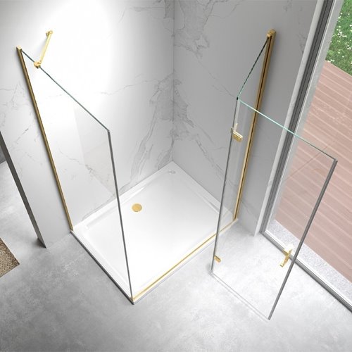 Złota kabina prysznicowa prostokątna drzwi pojedyncze składane 110x80 ZES-KZ20E-GL-110X80
