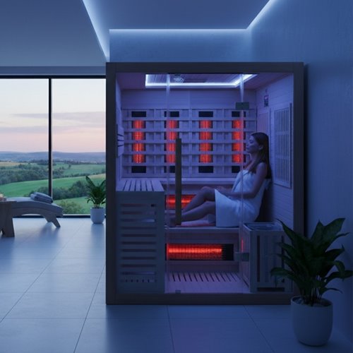 Sauna Combo na podczerwień + fińska 4-osobowa 160x160 cm Helsi3 6KW
