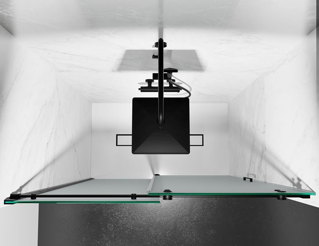 Drzwi prysznicowe rozsuwane prawe/lewe do wnęki 171-177 cm szkło 8mm mleczne profile czarny mat Swiss Liniger