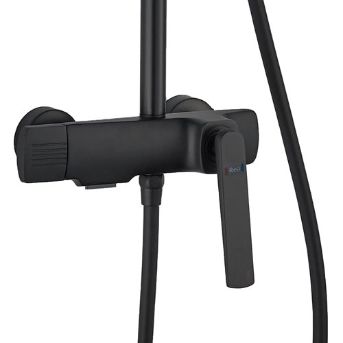 Czarny zestaw prysznicowy z wylewką Rebel Rea