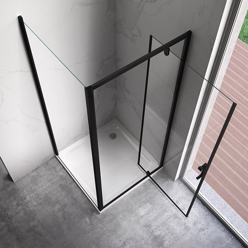 Czarna kabina prysznicowa 90x90 kwadratowa drzwi pełne uchylne KZ04CB