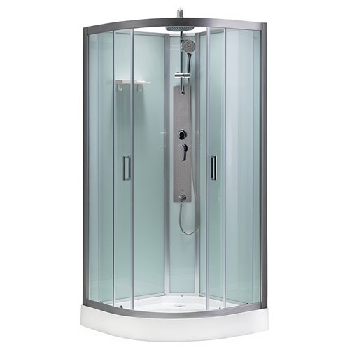 Kabina prysznicowa półokrągła zabudowana profil stal szczotkowana 80x80 Puerto