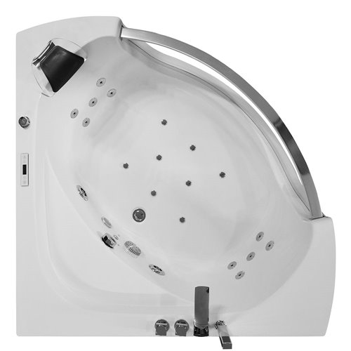 Wanna z hydromasażem narożna 135x135 cm MO-0057 czarny zagłówek