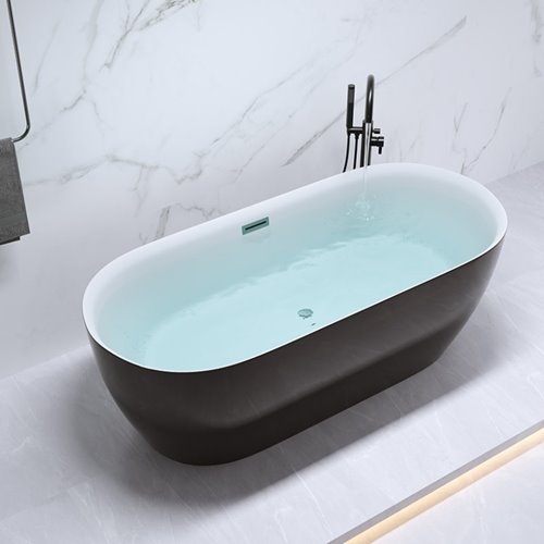 Wanna wolnostojąca czarno-biała 170 cm Cesana Hydrosan