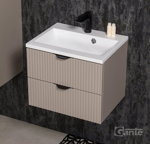 Szafka łazienkowa z lamelami wisząca z umywalką 50 cm 39/2 Victa Lamello kolor fume mat