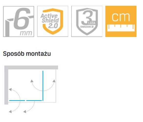 Parawan wannowy podwójny, uchylno-składany New Soleo 120x70 cm lewy P-0030/P-0024
