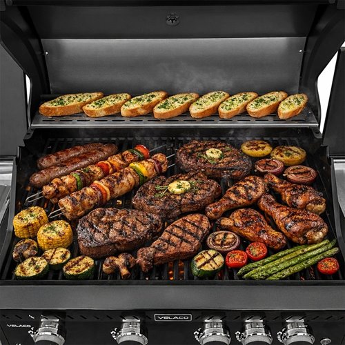 Wnętrze grilla ruszt i palniki