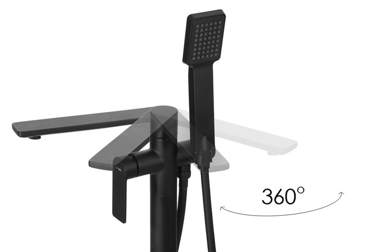 Czarna bateria wannowa wolnostojąca CMB7159BL Trino Corsan