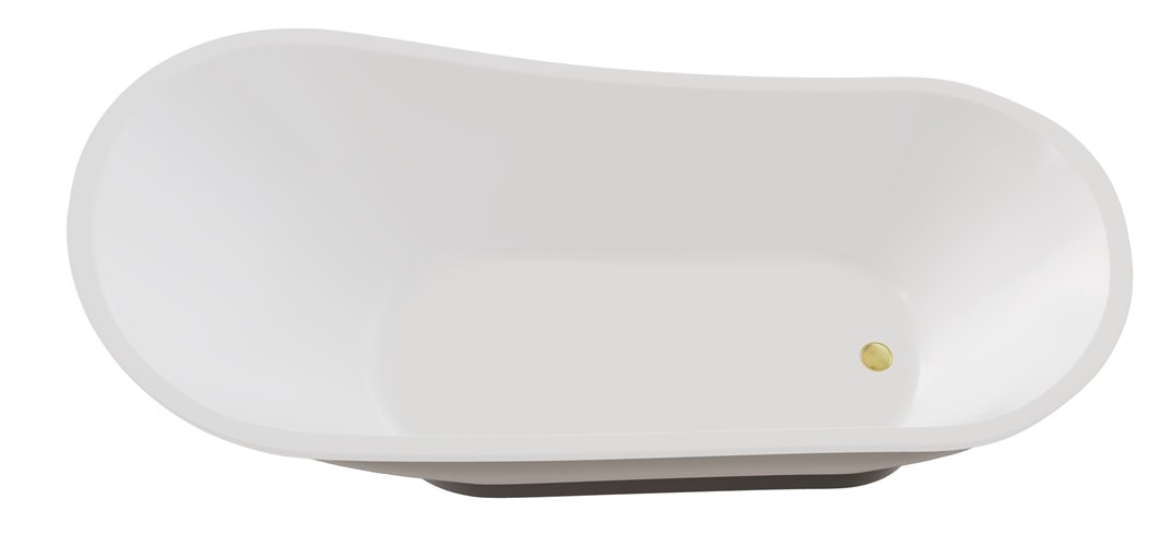 Czarno-wiała Wanna wolnostojąca 150 cm syfon klik-klak złoty Gloria Besco