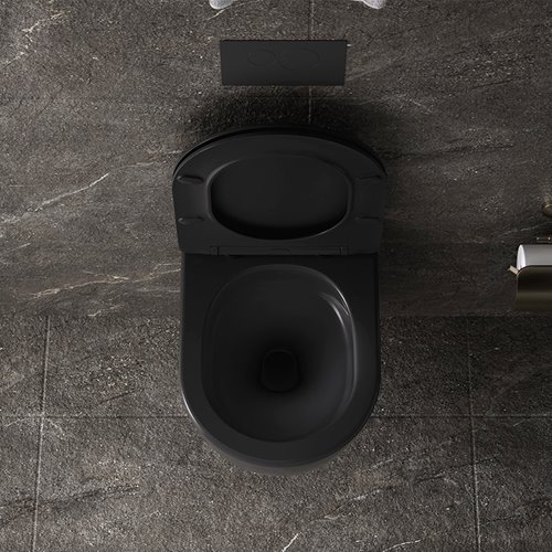 Czarna matowa miska wc wisząca Rimless Nero Tornado NERO-MTB-03 Hydrosan