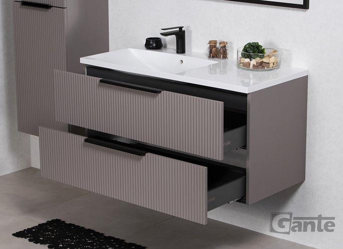 Szafka łazienkowa frezowana wisząca z umywalką 100 cm 46/2 Sydney kolor taupe