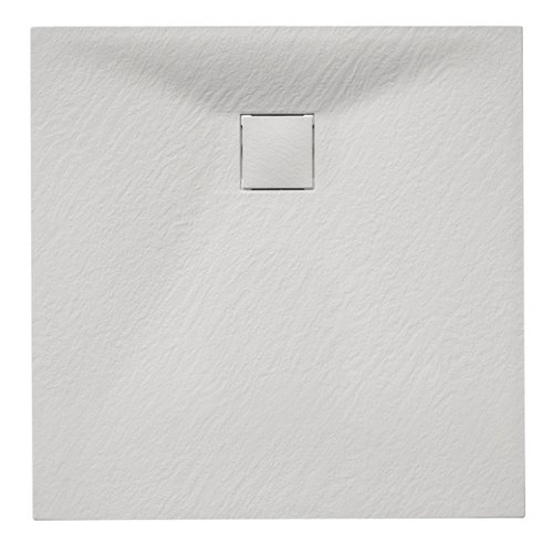Biały brodzik prysznicowy kwadratowy o strukturze kamienia 80x80 cm Riko Hydrosan