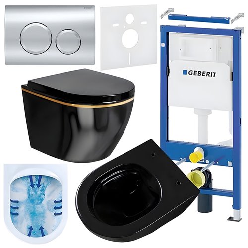 Zestaw podtynkowy stelaż GEBERIT DUOFIX + miska MIZU-BL-GL-RIM-02 + przycisk DELTA 20 chrom