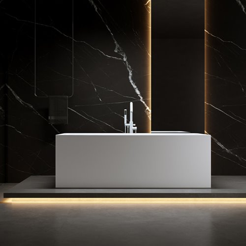 Wanna wolnostojąca prostokątna przelew i korek biały 150 cm Santa Hydrosan