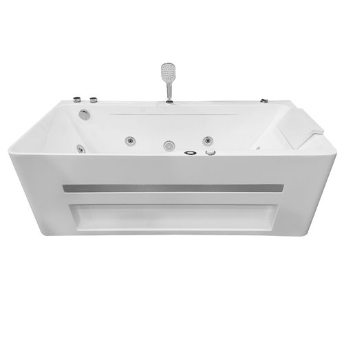 Przyścienna wanna z hydromasażem prostokątna konglomerat 150x75 cm MO-1803