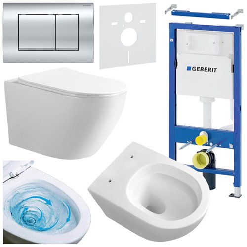 Zestaw podtynkowy stelaż GEBERIT DUOFIX + miska MIZU-WH-TR-03 + przycisk DELTA 30 chrom
