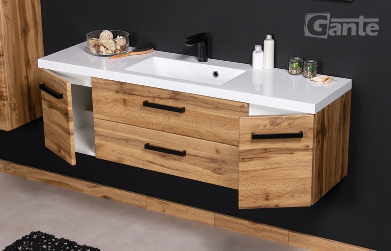 Szafka wisząca z umywalką 140 cm kolor dąb naturalny 39/2 seria Fokus Loft Gante