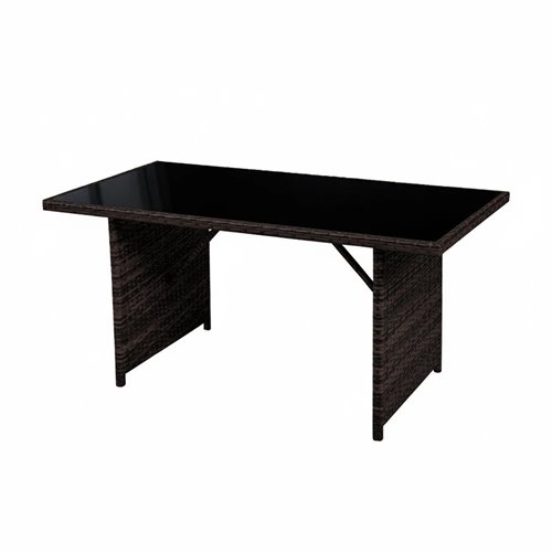 Zestaw mebli ogrodowych z technorattanu narożnik, stół, pufy Toledo brąz zdjęcie 9