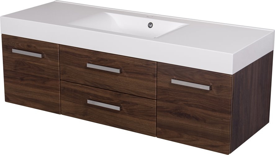 Szafka łazienkowa wisząca z umywalką 140 cm 50/2 Nela Fokus kolor orzech