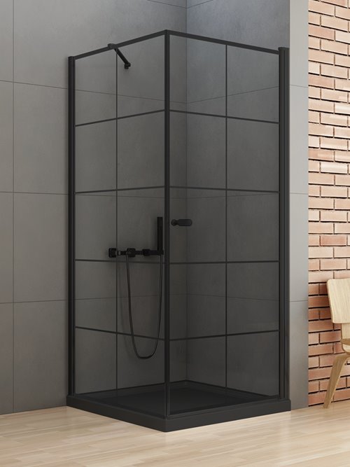 Kabina prysznicowa 90x90 prawa D-0285A/D-0121B New Soleo Black New Trendy