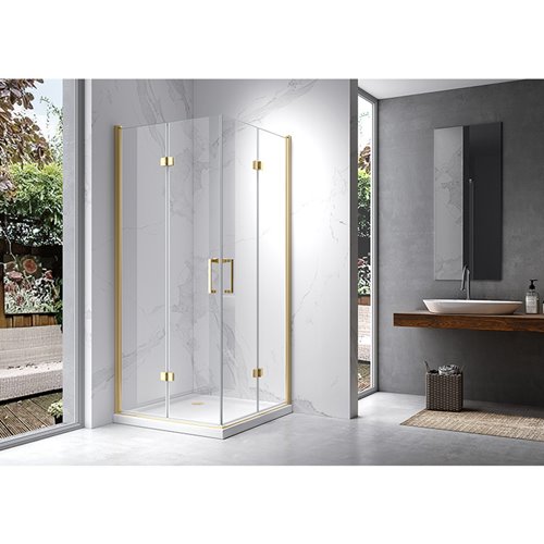 Kabina prysznicowa drzwi składane złota kwadratowa 70x70 KZ08AG