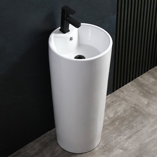 Umywalka wolnostojąca ceramiczna owalna biała 85x40 cm LINO-WH-400