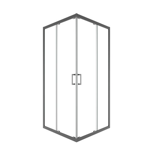 Stal szczotkowana kabina prysznicowa kwadratowa szkło przeźroczyste 80x80 cm Modern Besco MKGM-80-190C