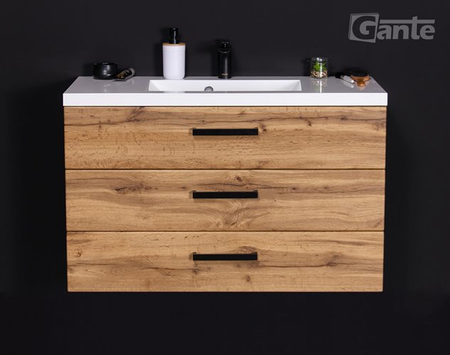 Szafka wisząca z umywalką 100 cm kolor dąb naturalny 39/3 seria Fokus Loft Gante