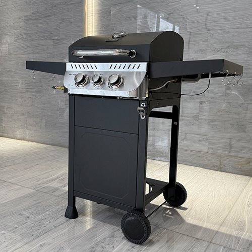 Grill gazowy APOLLO-A kolor czarny ruszt żeliwny moc 8,5 kW + pokrowiec + palnik boczny