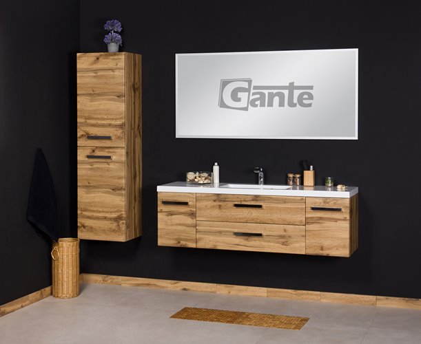 Szafka wisząca z umywalką kolor dąb naturalny 140 cm seria Fokus NE