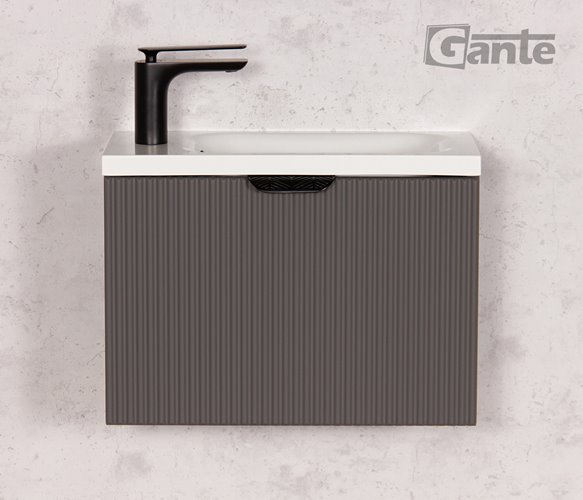 Szafka łazienkowa wisząca z umywalką szary mat 50 cm Fresco Gante