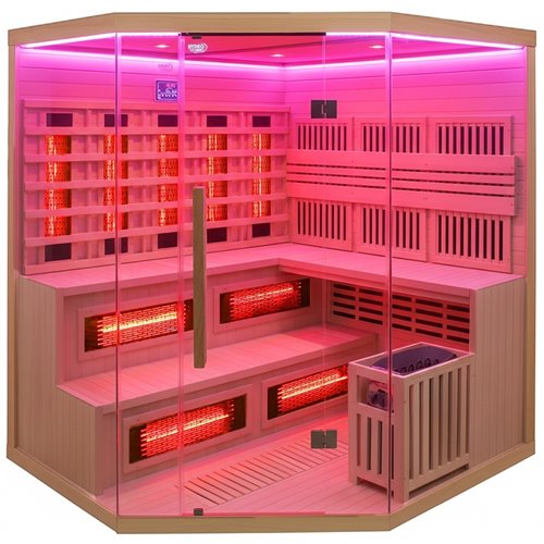 Sauna Combo na podczerwień + fińska 6 osobowa 200x200 cm Moss2 8KW