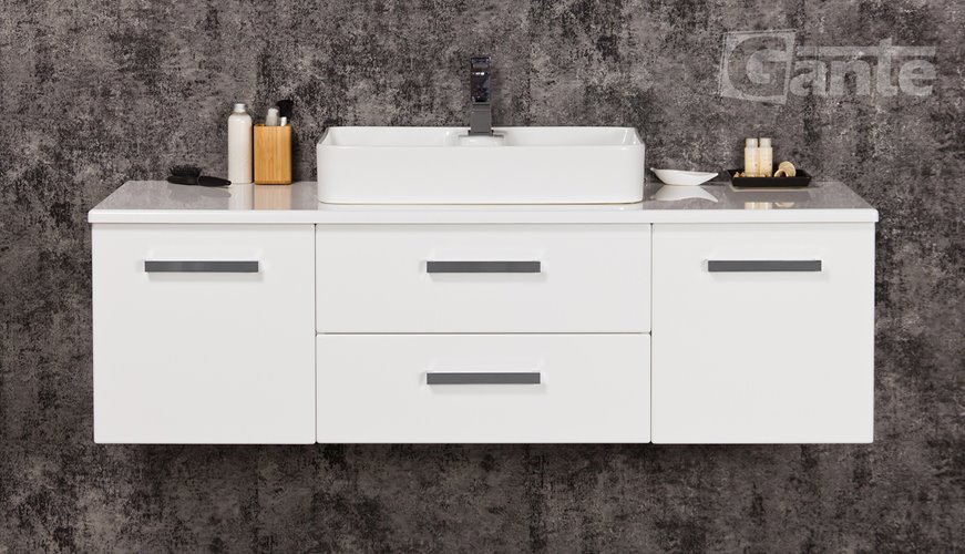 Biała szafka wisząca z umywalką140 cm seria Fokus B