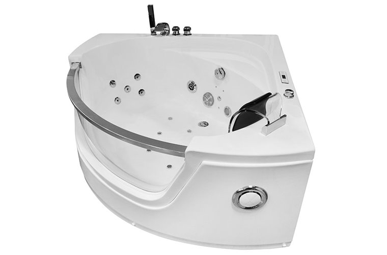 Wanna z hydromasażem narożna 135x135 cm MO-0057 czarny zagłówek